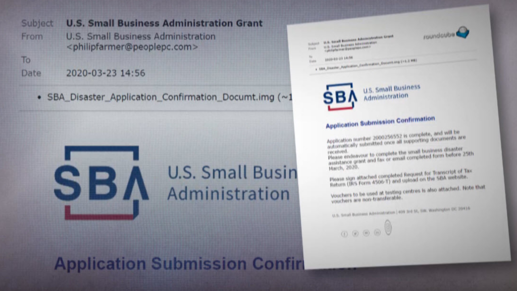 Example of a SBA Phishing Email